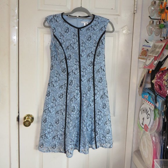 Studio One Blue lace with black trim dress - Picture 1 of 12